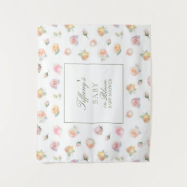 Elegantes Watercolor Baby in Bloom Girl Baby Showe Wandteppich