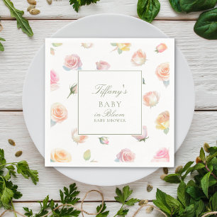Elegantes Watercolor Baby in Bloom Girl Babydusche Serviette