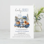 Elegantes Watercolor Baby Shower Brunch Einladung (Stehend Vorderseite)