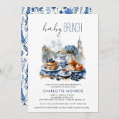 Elegantes Watercolor Baby Shower Brunch Einladung (Vorne/Hinten)