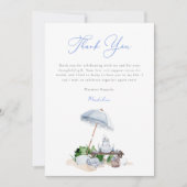 Elegantes Watercolor Beach Picnic Blue Brautparty Dankeskarte (Vorderseite)