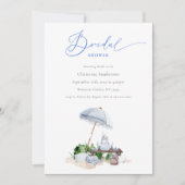 Elegantes Watercolor Beach Picnic Blue Brautparty Einladung (Vorderseite)