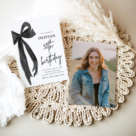 Elegantes Watercolor Black Bow 30. Geburtstag Part Einladung