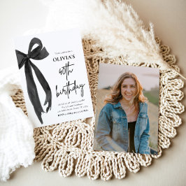 Elegantes Watercolor Black Bow 40. Geburtstags-Par Einladung