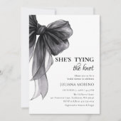 Elegantes Watercolor Black Bow Brautparty Einladung (Vorderseite)