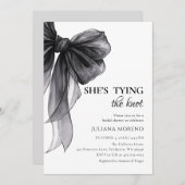 Elegantes Watercolor Black Bow Brautparty Einladung (Vorne/Hinten)