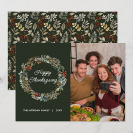 Elegantes Watercolor Blätter Erntedank Foto Feiertagskarte