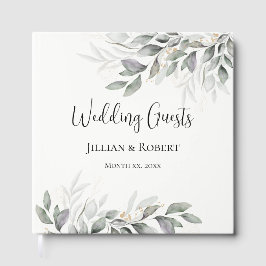 Elegantes Watercolor Blätter Wedding Guest Book Gästebuch
