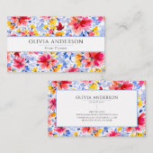 Elegantes Watercolor Blau Rosa Modernes Muster Visitenkarte (Vorne/Hinten)