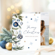 Elegantes Watercolor Blauer Weihnachtsschmuck Foto