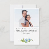 Elegantes Watercolor Blue Hydrangea 2 Foto Dankeskarte (Rückseite)