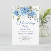 Elegantes Watercolor Blue Hydrangea BRAUTPARTY Einladung (Stehend Vorderseite)