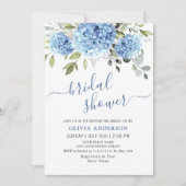 Elegantes Watercolor Blue Hydrangea BRAUTPARTY Einladung (Vorderseite)