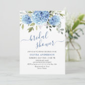 Elegantes Watercolor Blue Hydrangea BRAUTPARTY Einladung (Stehend Vorderseite)
