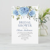 Elegantes Watercolor Blue Hydrangea BRAUTPARTY Einladung (Stehend Vorderseite)