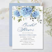 Elegantes Watercolor Blue Hydrangea BRAUTPARTY Einladung