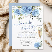 Elegantes Watercolor Blue Hydrangea BRAUTPARTY Einladung