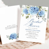 Elegantes Watercolor Blue Hydrangea BRAUTPARTY Einladung