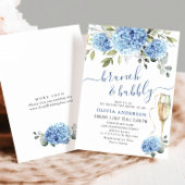 Elegantes Watercolor Blue Hydrangea BRAUTPARTY Einladung