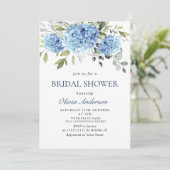 Elegantes Watercolor Blue Hydrangea BRAUTPARTY Einladung (Stehend Vorderseite)