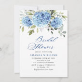 Elegantes Watercolor Blue Hydrangea BRAUTPARTY Einladung (Vorderseite)