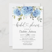 Elegantes Watercolor Blue Hydrangea BRAUTPARTY Einladung (Vorderseite)