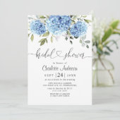 Elegantes Watercolor Blue Hydrangea BRAUTPARTY Einladung (Stehend Vorderseite)