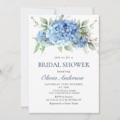 Elegantes Watercolor Blue Hydrangea BRAUTPARTY Einladung (Vorderseite)