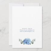 Elegantes Watercolor Blue Hydrangea BRAUTPARTY Einladung (Rückseite)