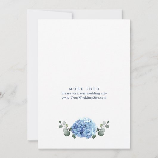 Elegantes Watercolor Blue Hydrangea BRAUTPARTY Einladung (Rückseite)