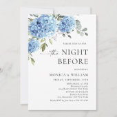 Elegantes Watercolor Blue Hydrangea Probe Abendess Einladung (Vorderseite)