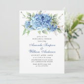 Elegantes Watercolor Blue Hydrangea Probe Abendess Einladung (Stehend Vorderseite)