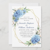 Elegantes Watercolor Blue Hydrangea Probe Abendess Einladung (Vorderseite)