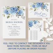 Elegantes Watercolor Blue Hydrangea Probe Abendess Einladung
