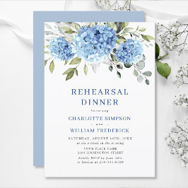 Elegantes Watercolor Blue Hydrangea Probe Abendess Einladung