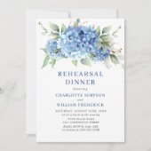 Elegantes Watercolor Blue Hydrangea Probe Abendess Einladung (Vorderseite)
