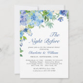 Elegantes Watercolor Blue Hydrangea Probe Abendess Einladung (Vorderseite)