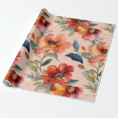 Elegantes Watercolor Blume Wrapping Paper Geschenkpapier (Ungerollt)