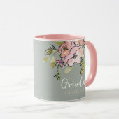 Elegantes Watercolor Blumengestein Grünes Oma Tasse (VorderseiteRechts)