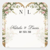 Elegantes Watercolor Blumenherz Quadratischer Aufkleber (Vorderseite)