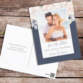 Elegantes Watercolor Blush Bloral Calligraphy Foto Postkarte