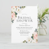 Elegantes Watercolor Blush Bloral Leaf Brautparty Einladung (Stehend Vorderseite)