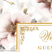 Elegantes Watercolor Blush Blume Wedding Guest Boo Gästebuch