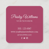 Elegantes Watercolor Blush Rose Blumenschrift Quadratische Visitenkarte (Rückseite)