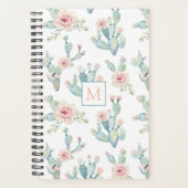 Elegantes Watercolor Boho Cactus Pattern Monogram Planer (Vorderseite)