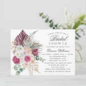 Elegantes Watercolor Boho Floral Brautparty Einladung (Stehend Vorderseite)