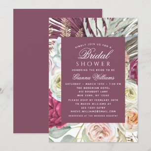 Elegantes Watercolor Boho Floral Brautparty Einladung