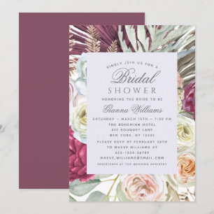 Elegantes Watercolor Boho Floral Brautparty Einladung