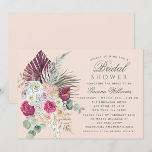 Elegantes Watercolor Boho Floral Brautparty Einladung