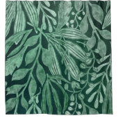 Elegantes Watercolor Botanisches Grünes Blätter Duschvorhang (Vorderseite)